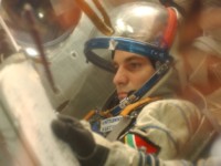 This picture, taken in the Soyuz simulator during the final exam of the crew, shows Mark working through some of the flight procedures in the launch sequence.