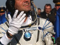 Mark sees the Soyuz rocket that will take them to space and back home again for the first time.
